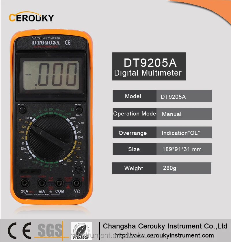 1000v digital multimeter m3900 vc99 dt9205a