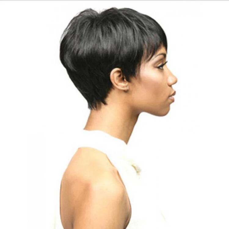 Lsy Non Lace Short Pixie Human Hair Wig Color B For Africian American