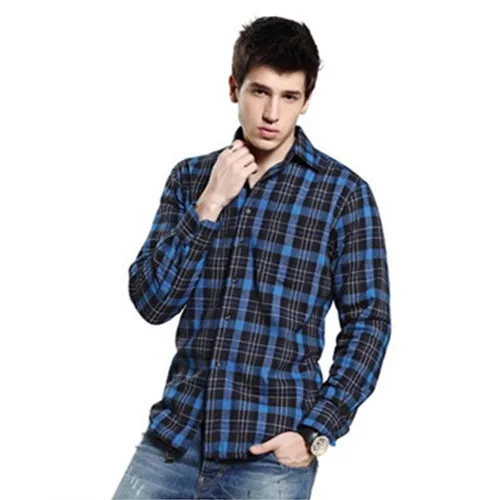 2015 fashion long plaid shirt men long sleeve plaid striped casual Shirts cotton Flannel Shirt male plaid Shirts plus size xxxl