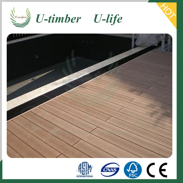 Long life recycled outdoor plastic vinyl decking boards