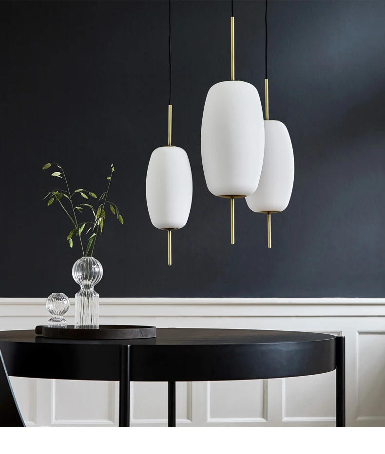 Nordic simple bedroom dining room hotel indoor bar white glass hanging chandeliers