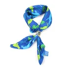 Hot sale blue color silk fabric dog cat pattern printing scarf for ladies