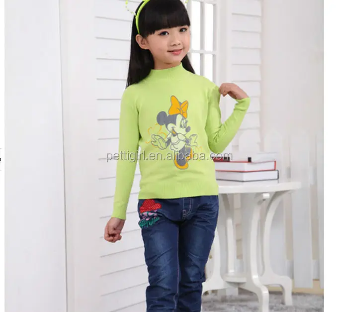 2016 Spring Girls New Style Sweater Kids Knitted Tops Outwear Korea Style Cotton Children Clothes For Wholesale SW41212-10