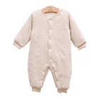 High quality organic cotton winter warm quilted long sleeve unisex baby jumpsuit with snaps