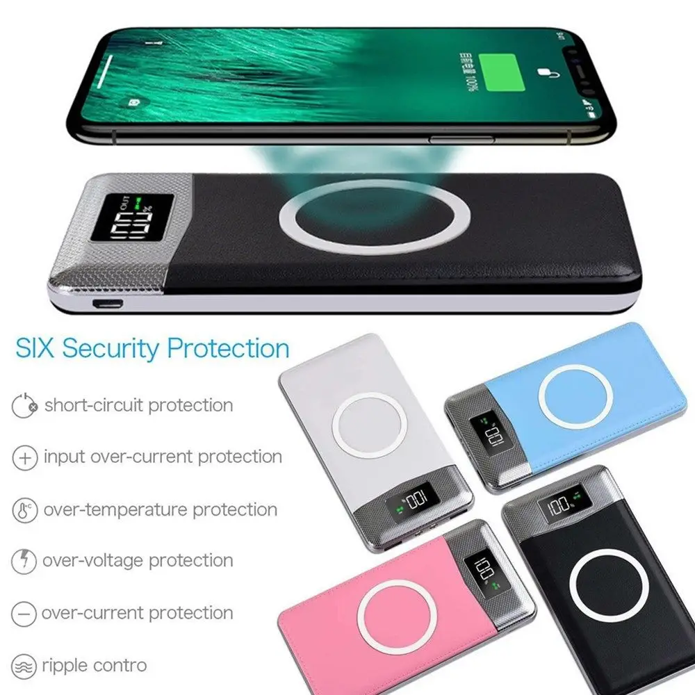 Power Bank 10000mAh Qi Wireless Charging 2 USB LED Wireless Power Bank Portable Battery Charger Hot Sell in USA - ANKUX.COM
