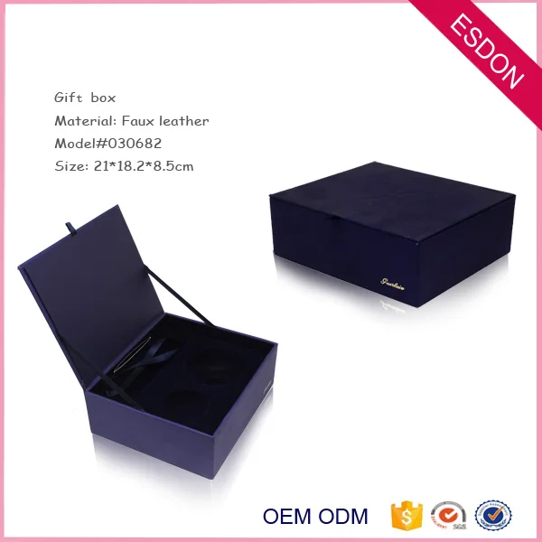 blue luxury pu leather gift boxes gift package box magnet