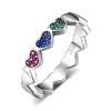 JewelryPalace Created Ruby Nano Russian Simulated Emerald Created Blue Spinel Hearts Stackable Rings Jewelry 925 Sterling Silver