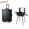 Yaeshii Beauty professional large capacity cosmetic makeup train nail polish carry case aluminum trolley with lights and wheels