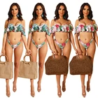 Women's Sexy Bikini Strap Ruffled Floral Printed Swimsuit Swimwear Beachwear