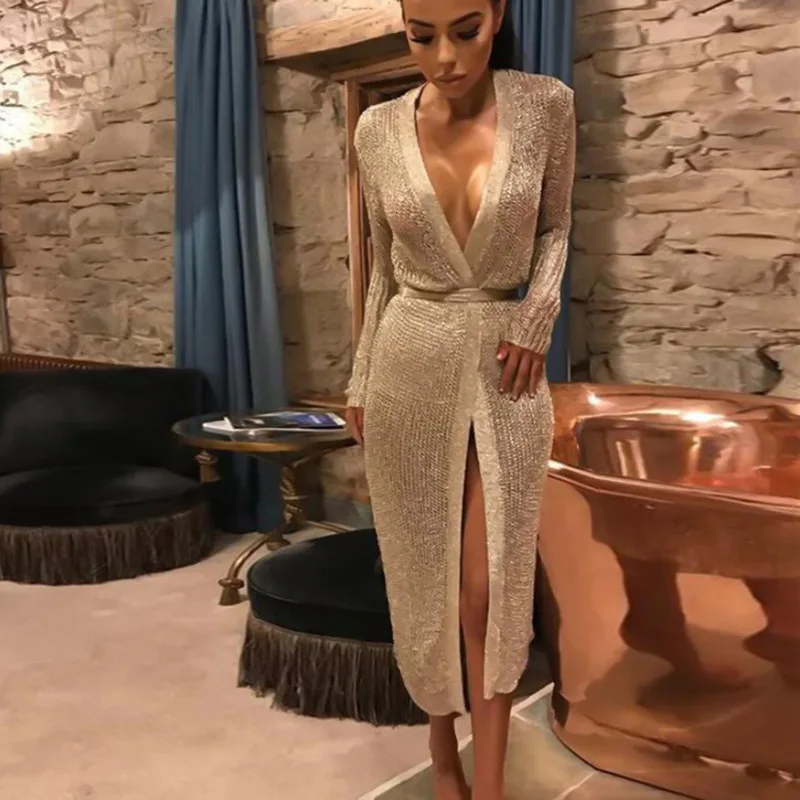 gold bodycon prom dress