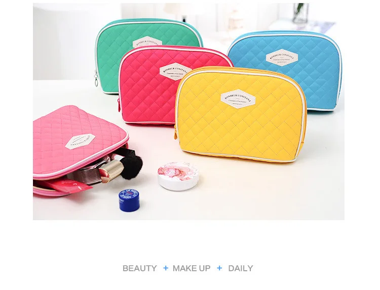 2014 Korean polyester traveling cosmetic bag set,large capacity diamond-type lattice makeup bag,2pcs/set