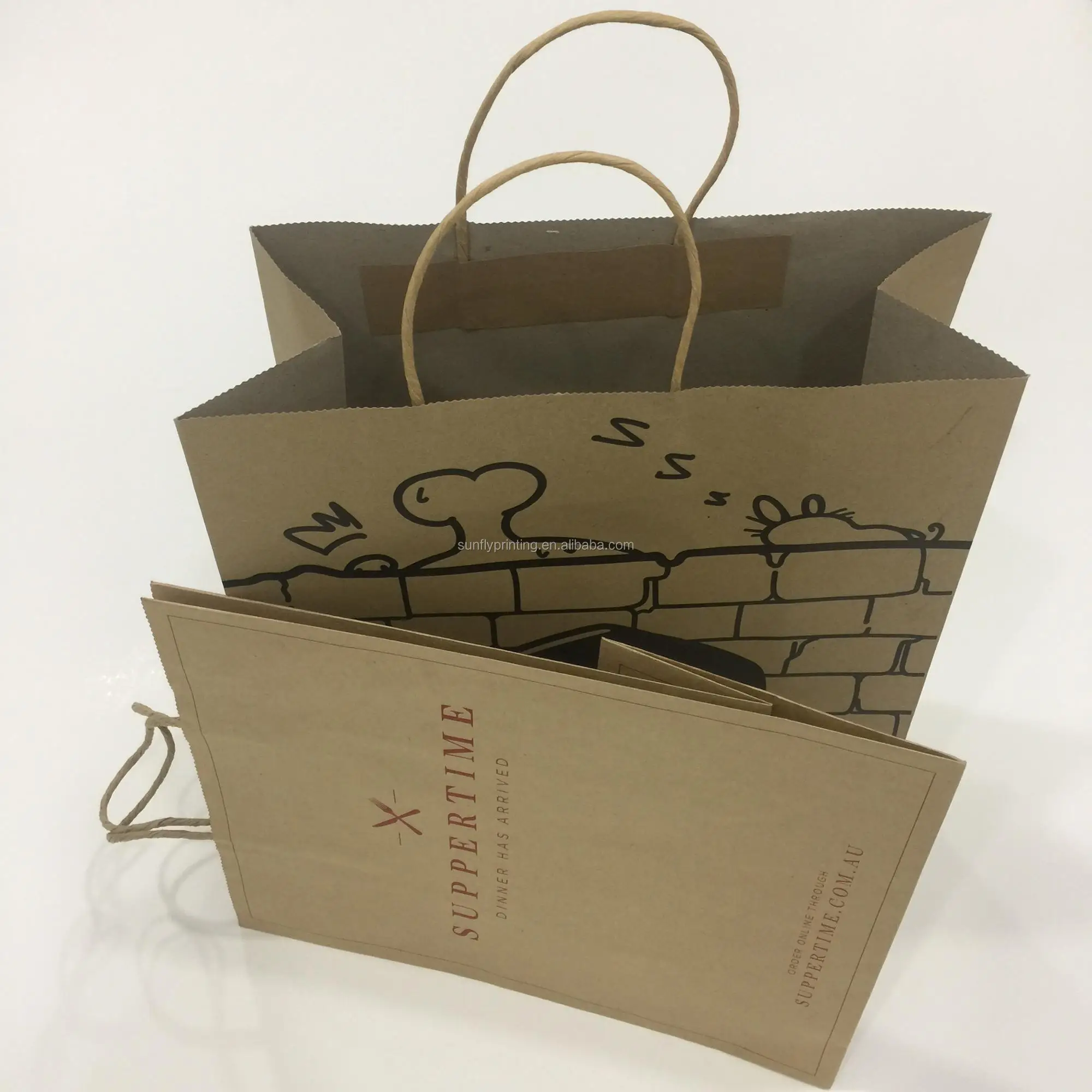 take away brown kraft packaging paper bag with customized logo
