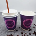 Printed disposable double wall paper cup for coffee with lids