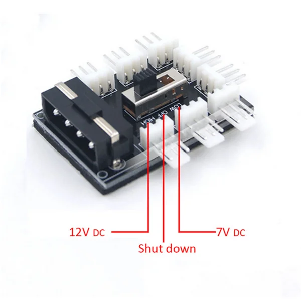 8 ports 3pin tx3 cpu cooler case cooling fan power cable hub