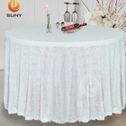 White Sequin Tablecloth Polyester Sequin Embroidery Table Cloth