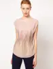 Amazing Women Nude Color Chiffon With Sequin T-Shirt Top For Ladies Summer Sexy Sleeveless Beautiful Custom Design Crop Tops