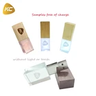 Bamboo Crystal Custom 3D Logo Wooden Usb Flash Drive