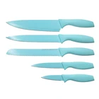 Eco-friendly FDA test passed western 5pcs non-stick coating color kitchen knife set
