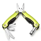 Outdoor travel metal piler 9 in 1 keychain mini multi tool with LED light