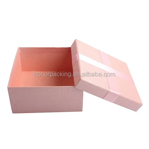 hot selling custom made pink for gift hat paper box with ribbon