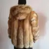 wholesale natural red fur fox fur coat with big hood custom size men coat