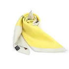 Chinese Handmade Geometrical Printed Women Scarf Hand Rolled Hemming Spring Yellow Silk Scarf