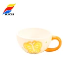 Fancy Style Porcelain Enamel Butterfly Custom Logo Printing Half Tea Cup Mug