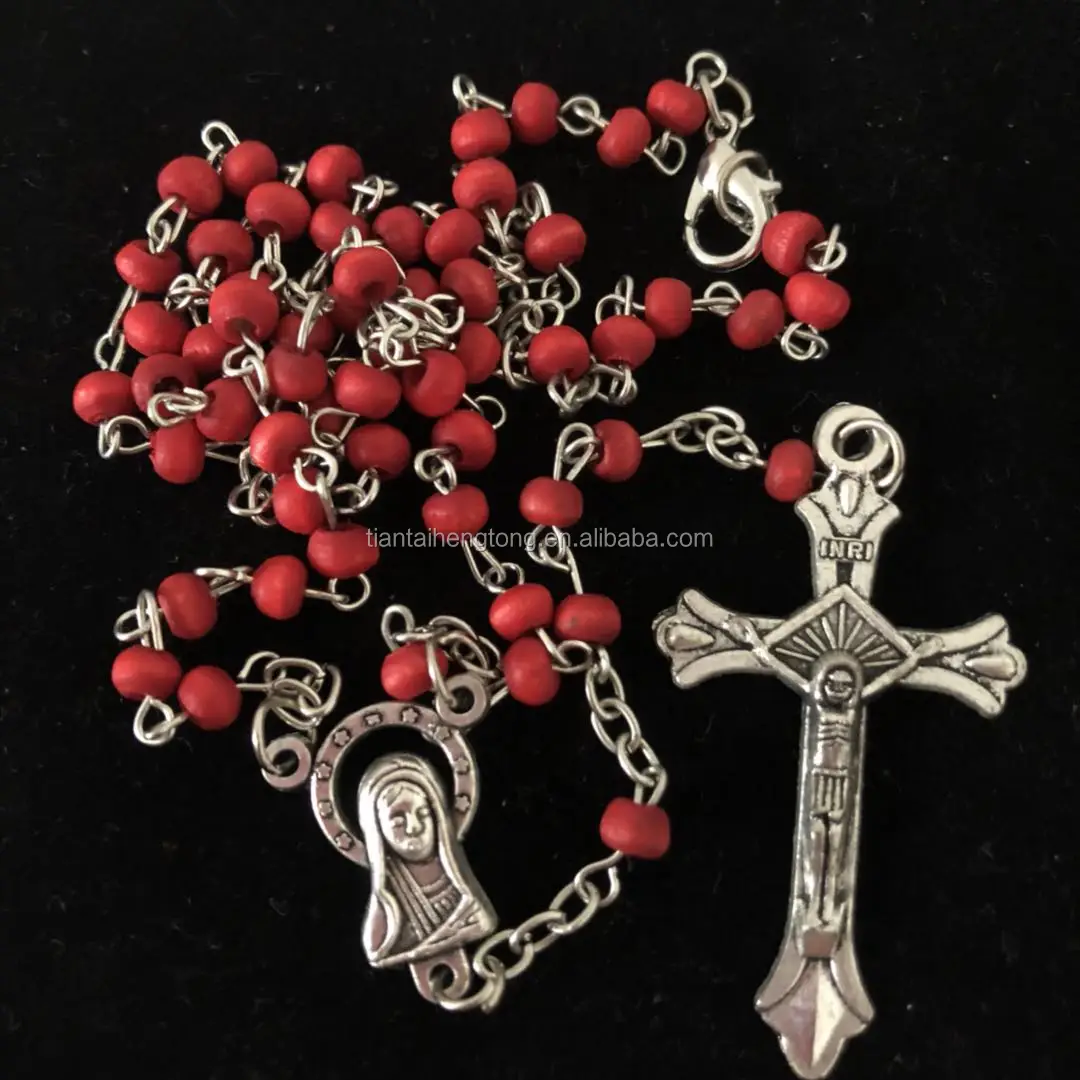 4mm min rose scented perfume rosary wood bead necklace with