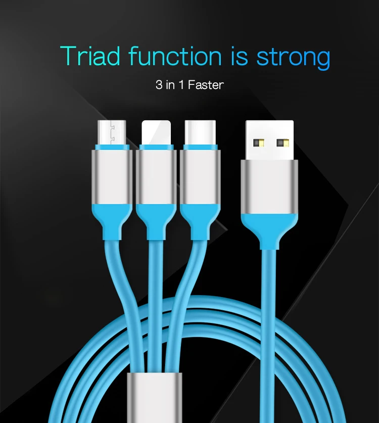 Multi Conversion Fast Charge 3 in 1 Usb Charging Cable Micro Usb Cable 100cm V8 Android phone for iPhone - ANKUX.COM