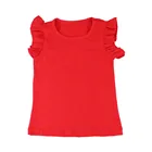 Wholesale kids solid color t shirt Summer kids wear ruffle sleeve blouse baby t shirts