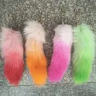 Colorful fox tail keychain fur tail for mobile phone and bag deyed fox fur tail