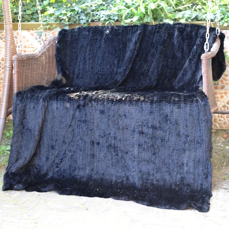 CXD10C 130X150 cm Tavşan Kürk Örme Yatak Örtüsü Kanepe