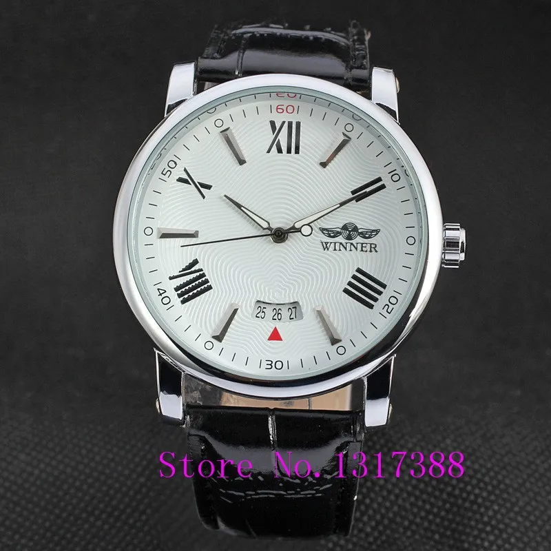 2016 Brand WINNER Simple Self-winding Automatic Mechanical Watch Men Wristwatch luury Leather Strap with Calendar