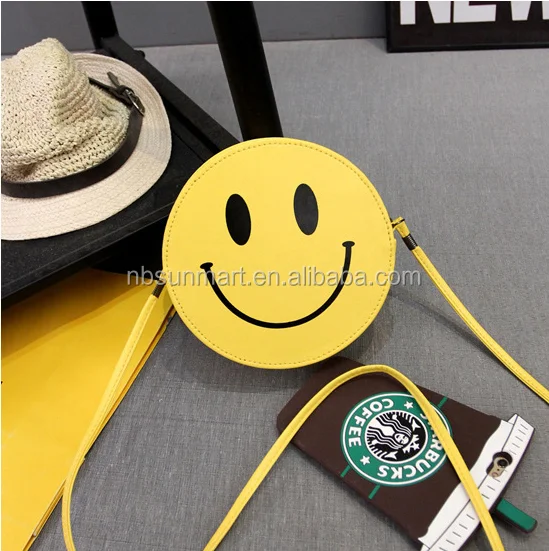 new fashion smiling face casual pu bag/lady shoulder messenger