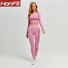 Custom Women Women Gym Set Custom Breathable Fashion Seamless Quick Dry Long Sleeve Women Gym Yoga Set