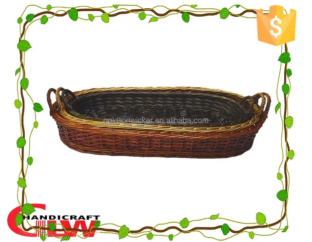 willow peel bread basket for loaf of bread,long oval wicker