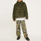 factory custom mens khaki shearling pullover fleece hoodies