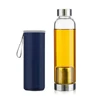 500ml 750ml frosted borosilicate FDA grade double wall glass drink tea water bottle with infuser