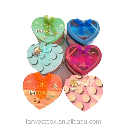 heart shape paper gift box with pvc wall ribbon bow tie good