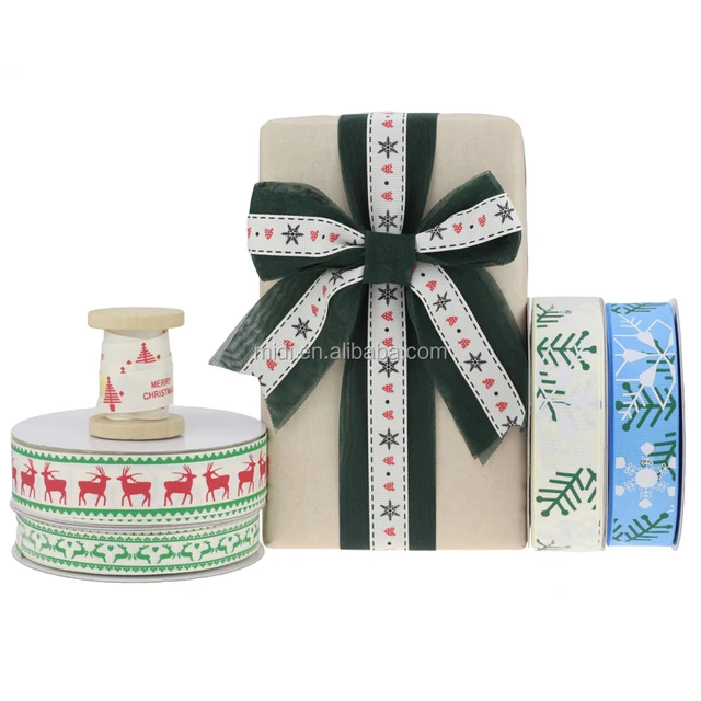 2018 new arrival merry christmas grosgrain ribbon holiday gift