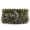 ArmyGreen Bracelets Men Women, Hemp Cords Wood Beads Ethnic Tribal Bracelets, Genuine Leather Cuff Wrap Bracelet
