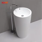 Freestanding wash basin artificial stone resin basin round acrylic solid surface basin with matt finish