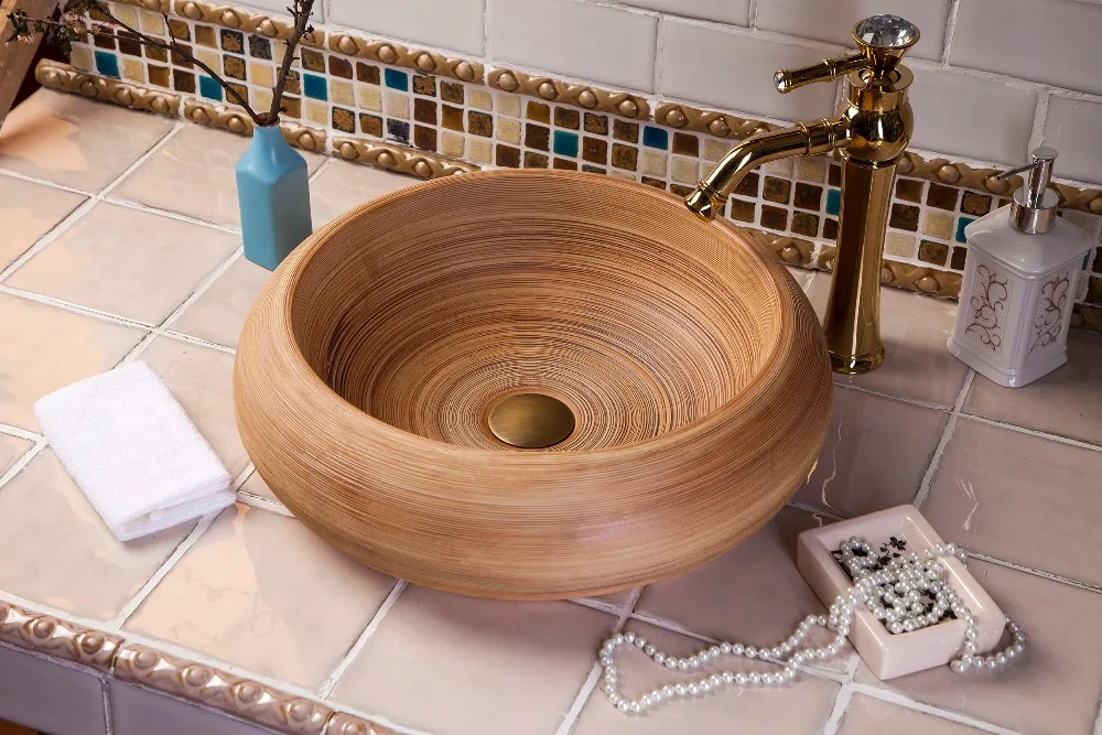 China Artistic Handmade Ceramic wash basin Lavobo Round Counter top ceramic chinese wash basin bathroom sinks (5)