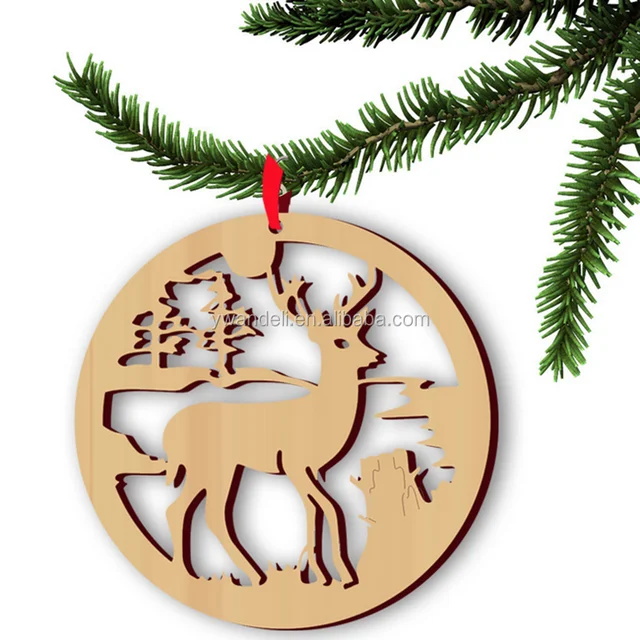 Christmas Tree Hanging Decoration Laser Cut Deer Wood Craft