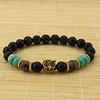 wholesale BRO0808 black onyx with animal head stretch bracelet, owl head gemstone mens bracelet