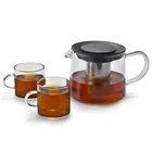 Transparent Coffee Pot Glass Moroccan Tea Pot Set With Tea Strainer