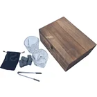 Best Price Cubes Wooden Box Whiskey Stones Glass Set