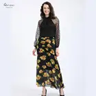 New Design Fashion Loose Long Custom Printed Floral 100% Polyester Chiffon Skirt