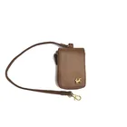 Luxury Brown PU Leather Key Holder Organizer Case Zipper Key Wallet with Strap