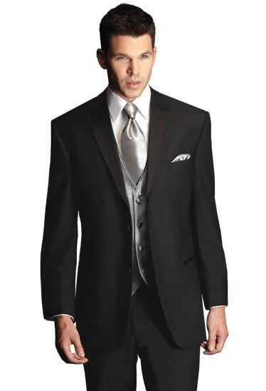 2015 Fantastic Custom Made One Button black Groom Tuxedos Stand Collar Groomsmen Men Wedding Tuxedos Prom Suits (Jacket+Pants)